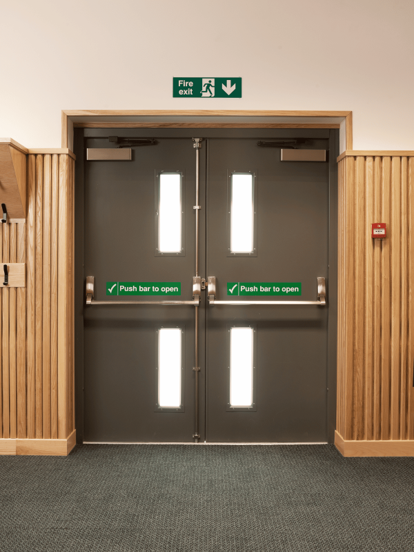 "Push Bar To Open" Vinyl Sticker Sign - 100mm X 300mm - UV Protected - Emergency Exit